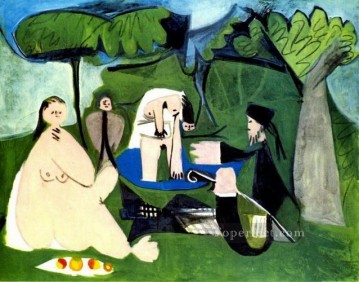 Pablo Picasso Painting - Almuerzo sobre la hierba después de Manet 3 1960 cubismo Pablo Picasso